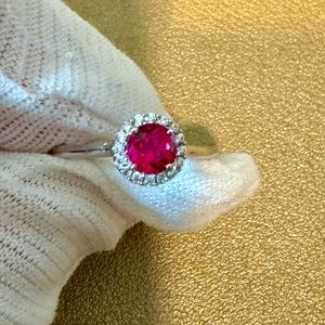 NWT Sterling Silver Lab Created Ruby Ring (Size 7)